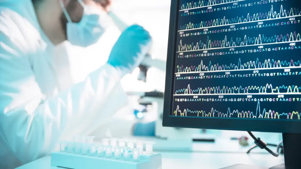 Laboratório moderno analisando amostras de teste de DNA emocional em 2025