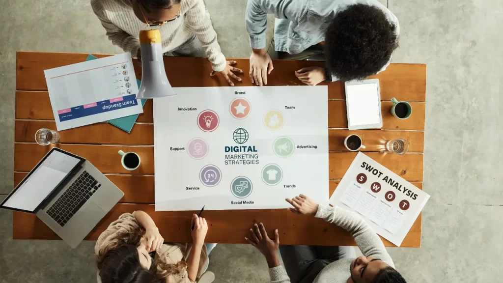 Colaboração em equipe com mapas mentais para produtividade