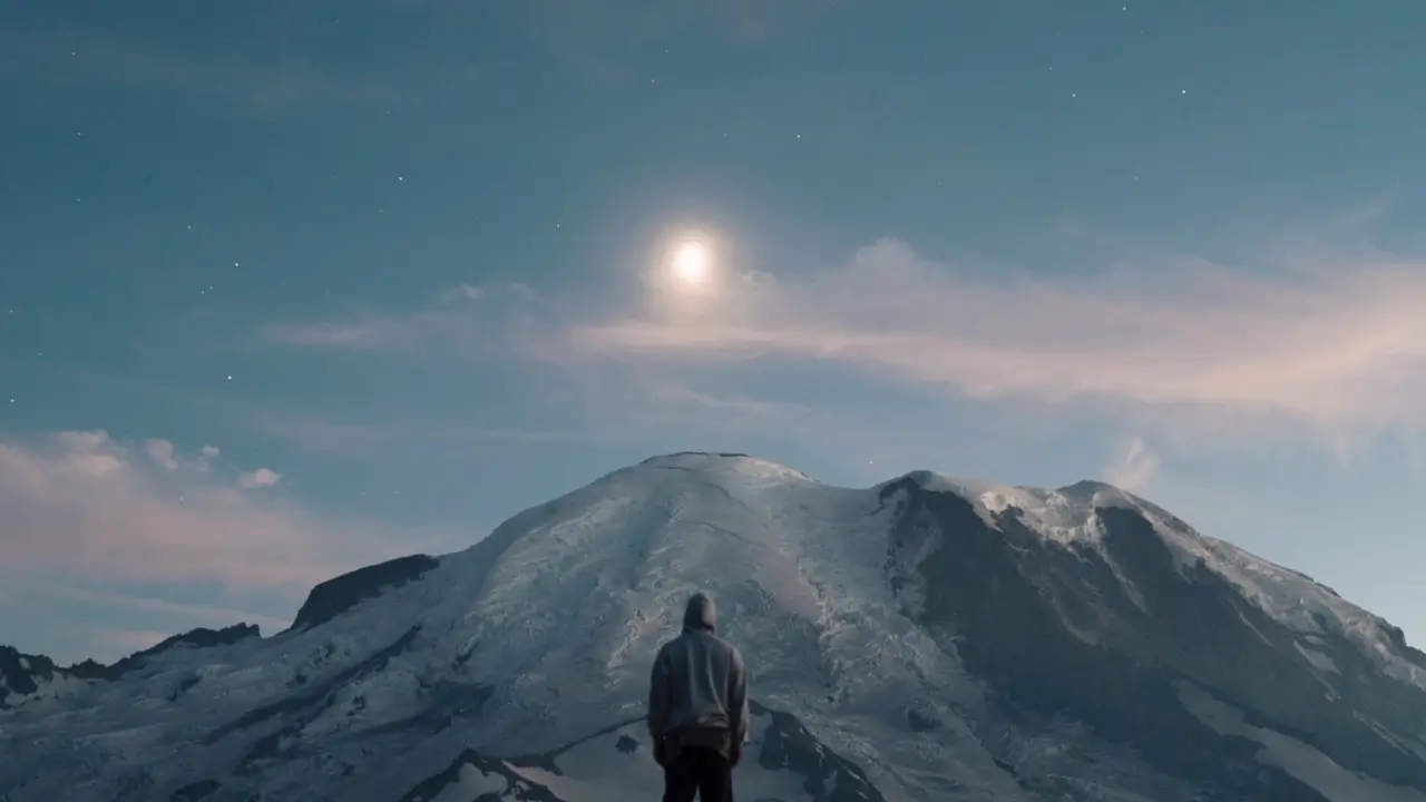 Pessoa olhando para a lua cheia praticando autoconhecimento lunar